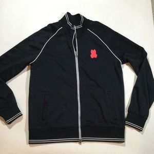 Psycho Bunny Mens Size Large Eaton Track Golf Casual Zip Up Bomber Jacket Black